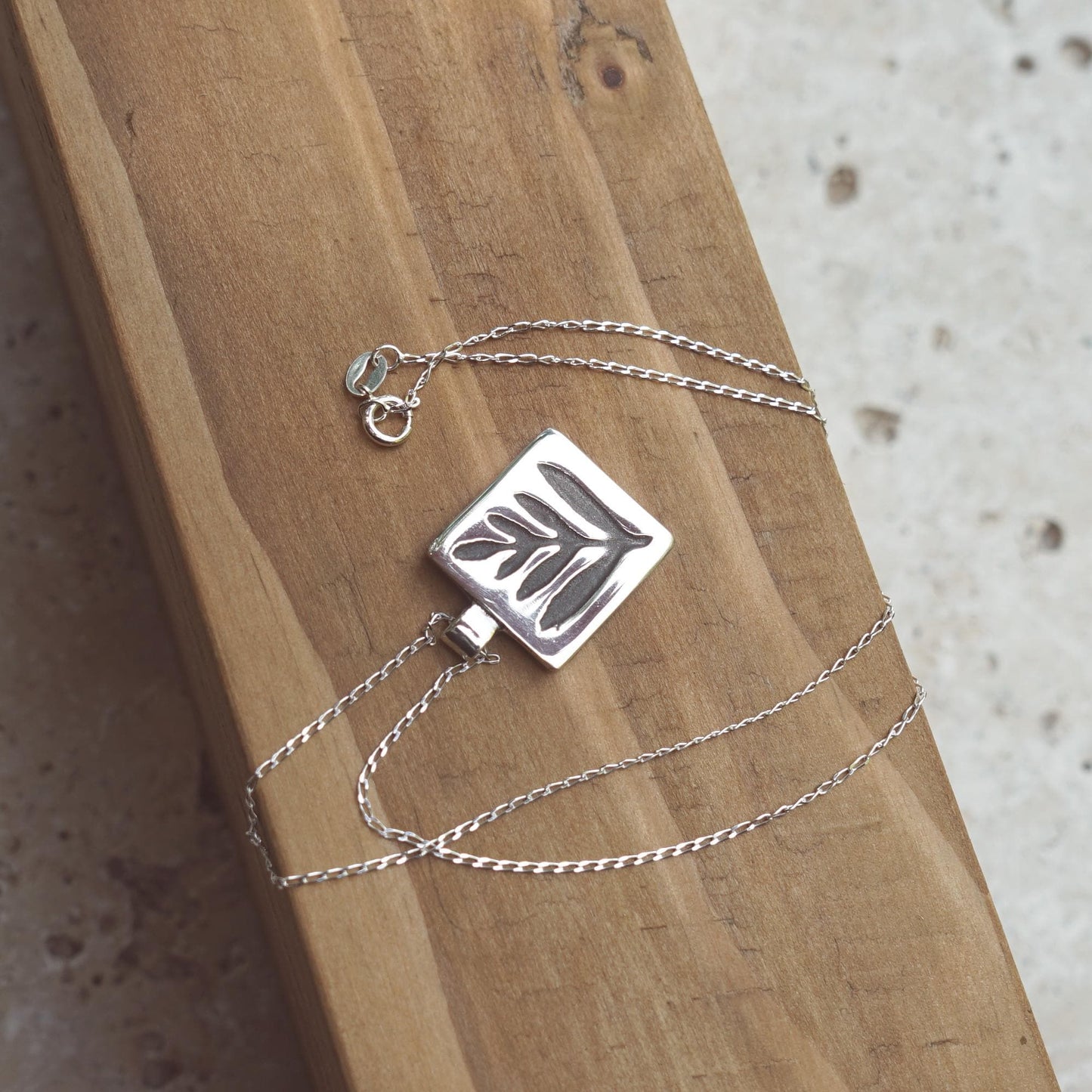 Dark Leaf Silver Pendant - Sterling Silver Handmade Necklace