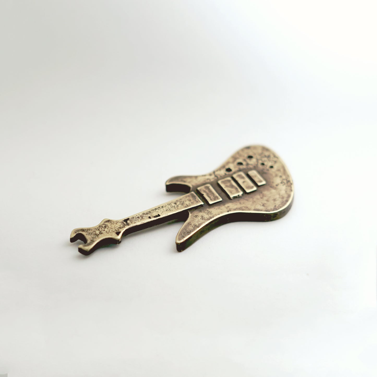 Electric Guitar Sculpture | Handmade Brass Sandcast Miniature Gift for Musicians
