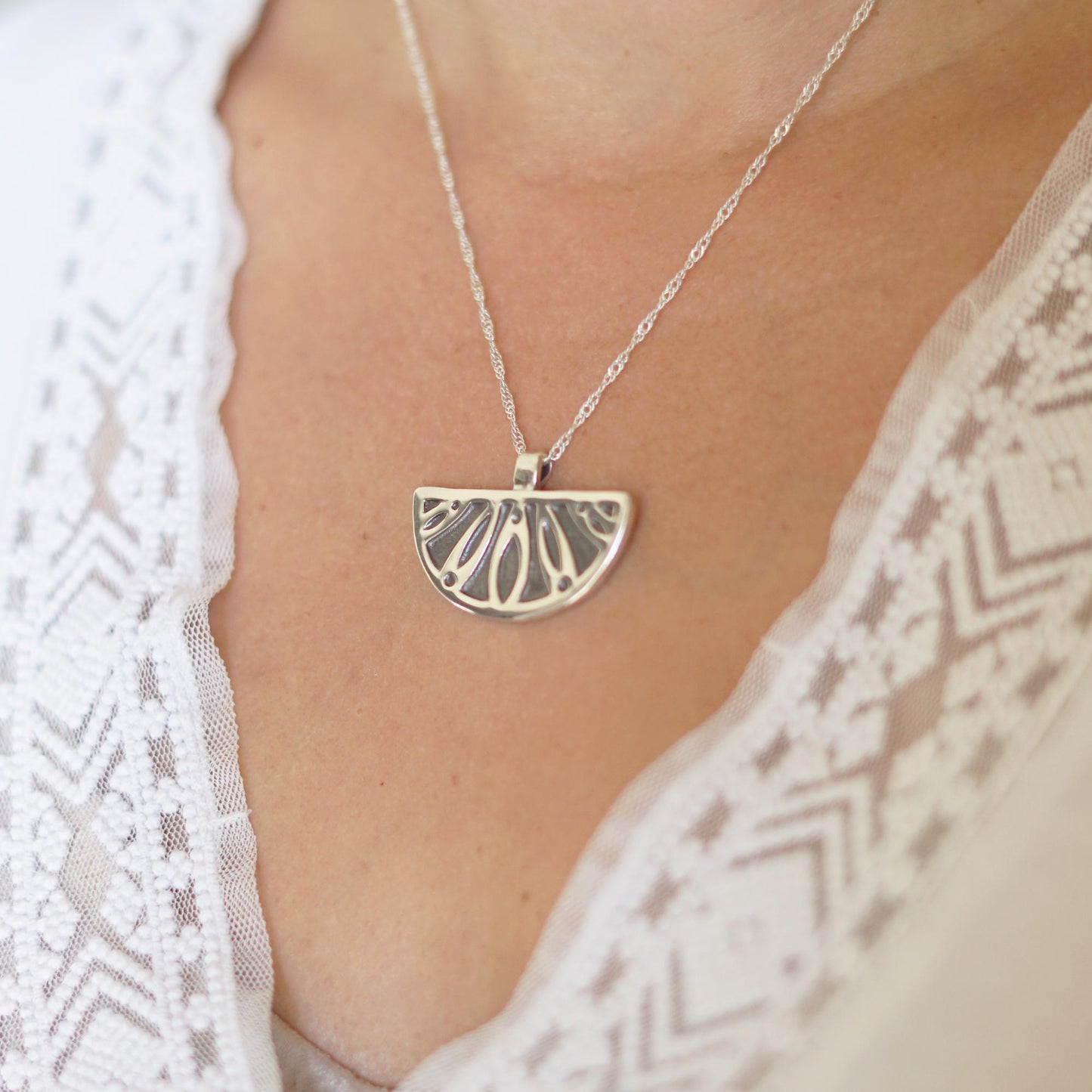 Boho Citrus Slice Pendant | .925 Sterling Silver Handmade Necklace