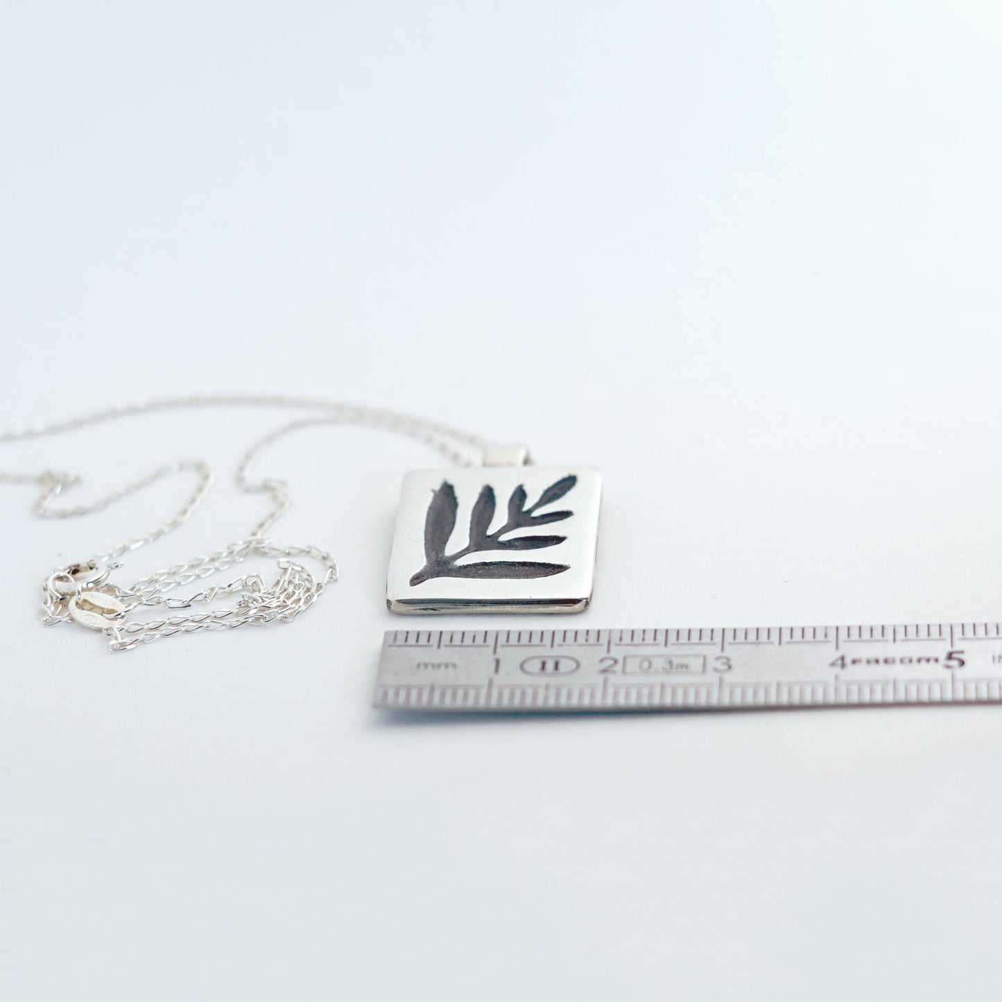 Dark Leaf Silver Pendant - Sterling Silver Handmade Necklace