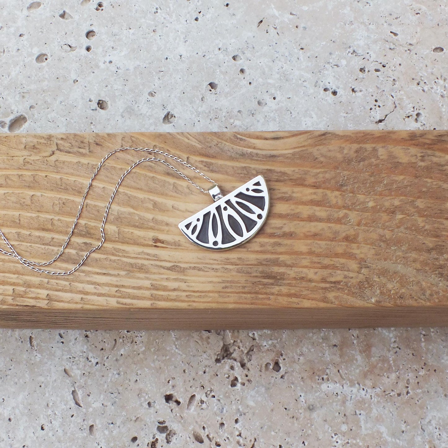 Boho Citrus Slice Pendant | .925 Sterling Silver Handmade Necklace