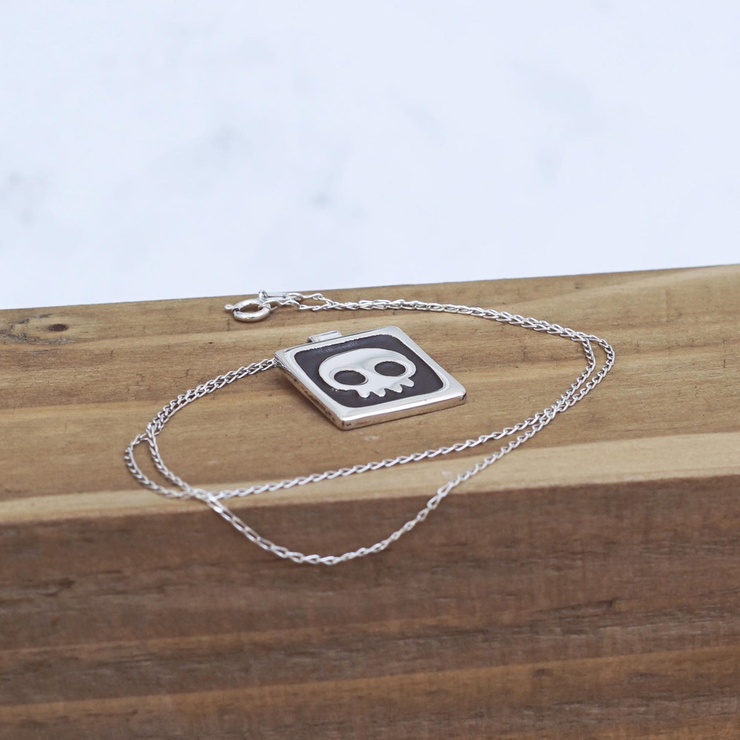 Silver Skull Necklace | Handmade Minimalist Pendant | .925 Sterling Silver