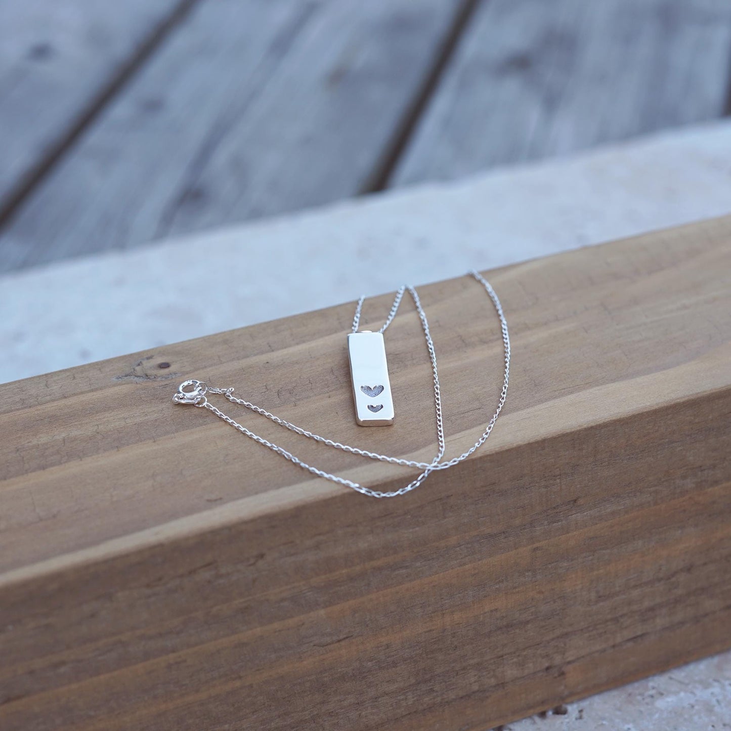 Handmade Sterling Silver Double Heart Pendant Necklace - Modern Minimalist