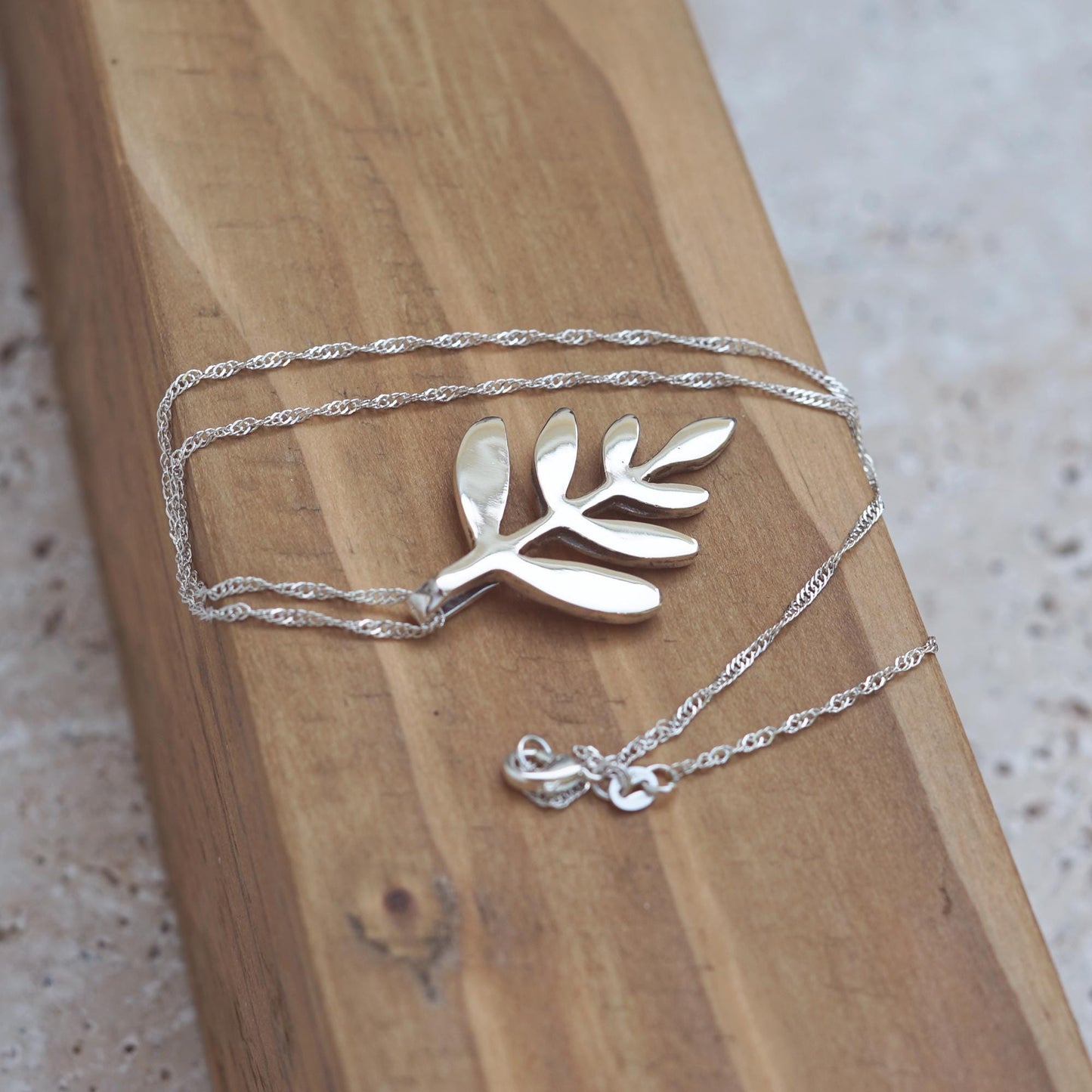 Sterling Silver Leaf Necklace | .925 Silver Nature Pendant | Handmade Statement Necklace