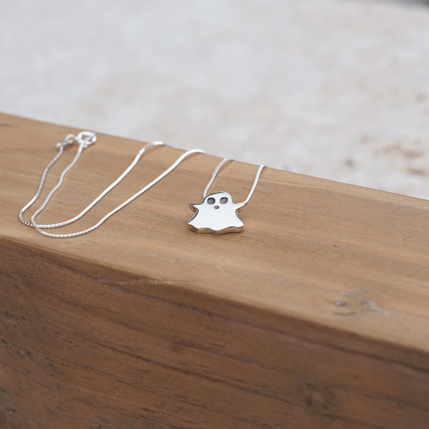 Dainty Sterling Silver Ghost Necklace: Handmade Halloween Charm