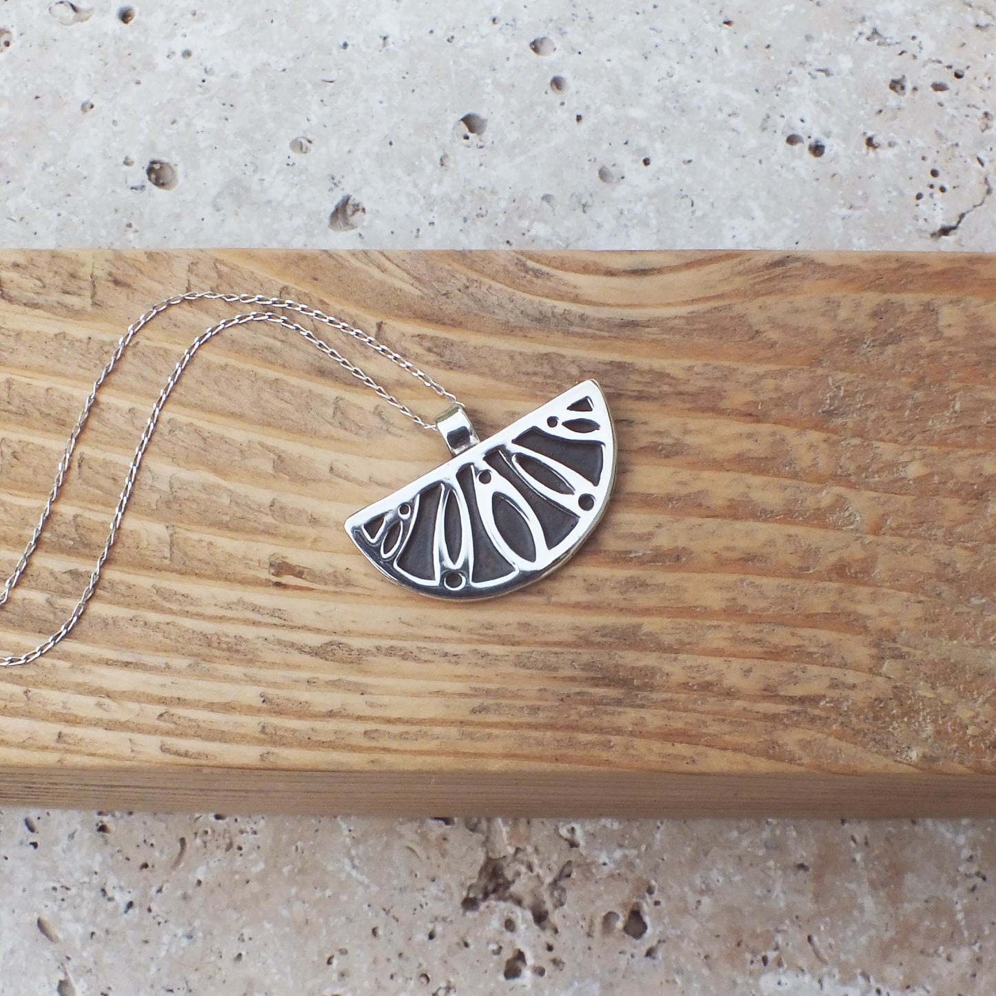 Boho Citrus Slice Pendant | .925 Sterling Silver Handmade Necklace