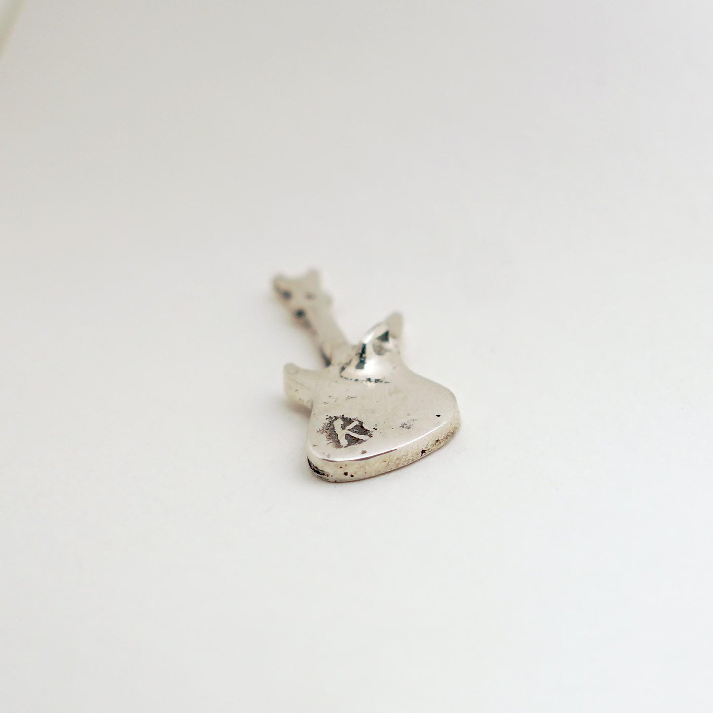 Sterling Silver Electric Guitar Necklace: Rock Music Pendant