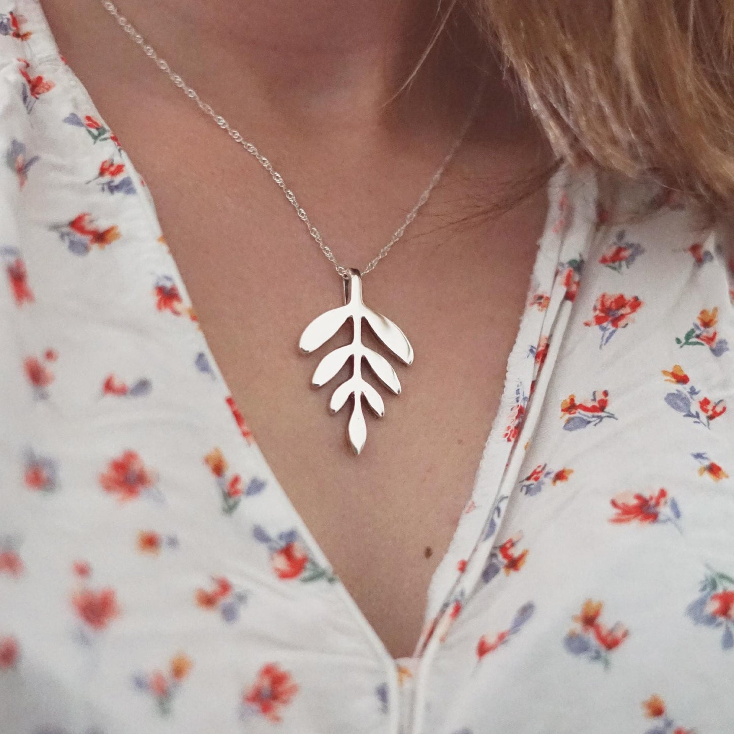 Sterling Silver Leaf Necklace | .925 Silver Nature Pendant | Handmade Statement Necklace