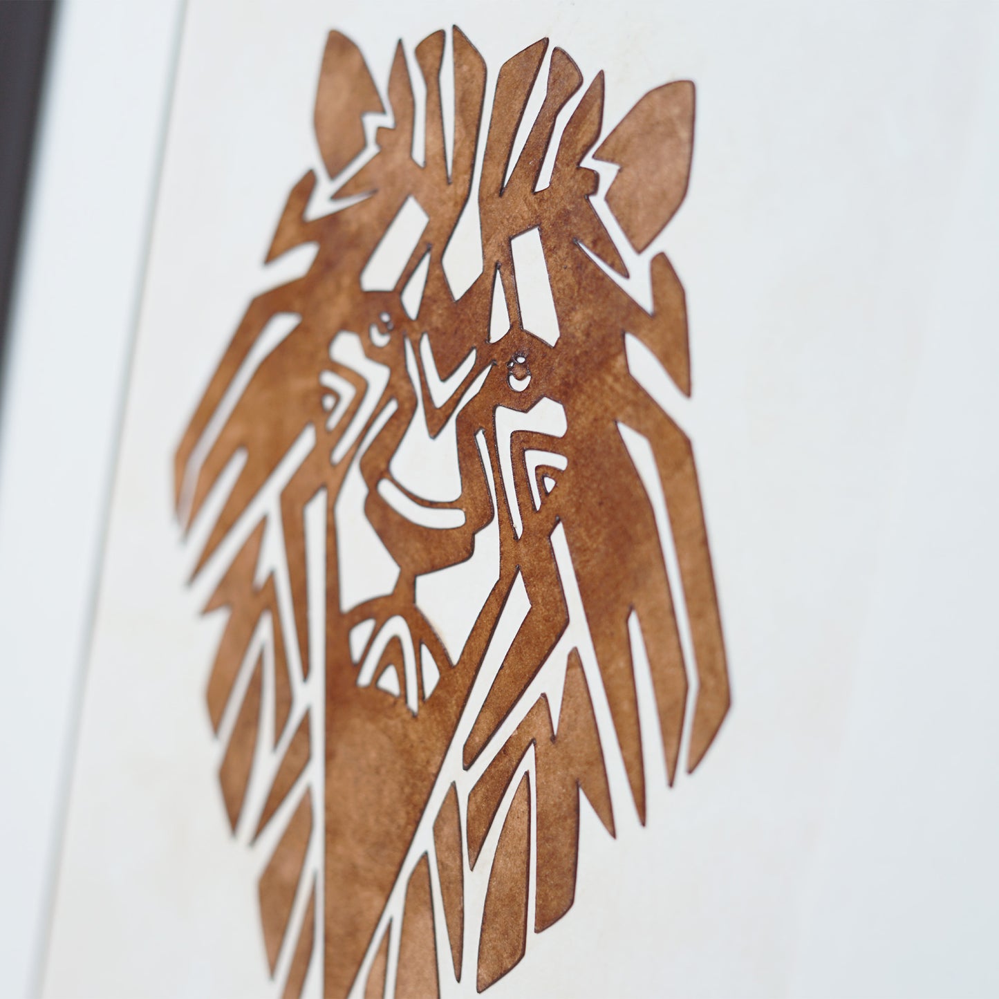 Minimalist Tribal Lion Wall Art | Framed Poster | Handmade