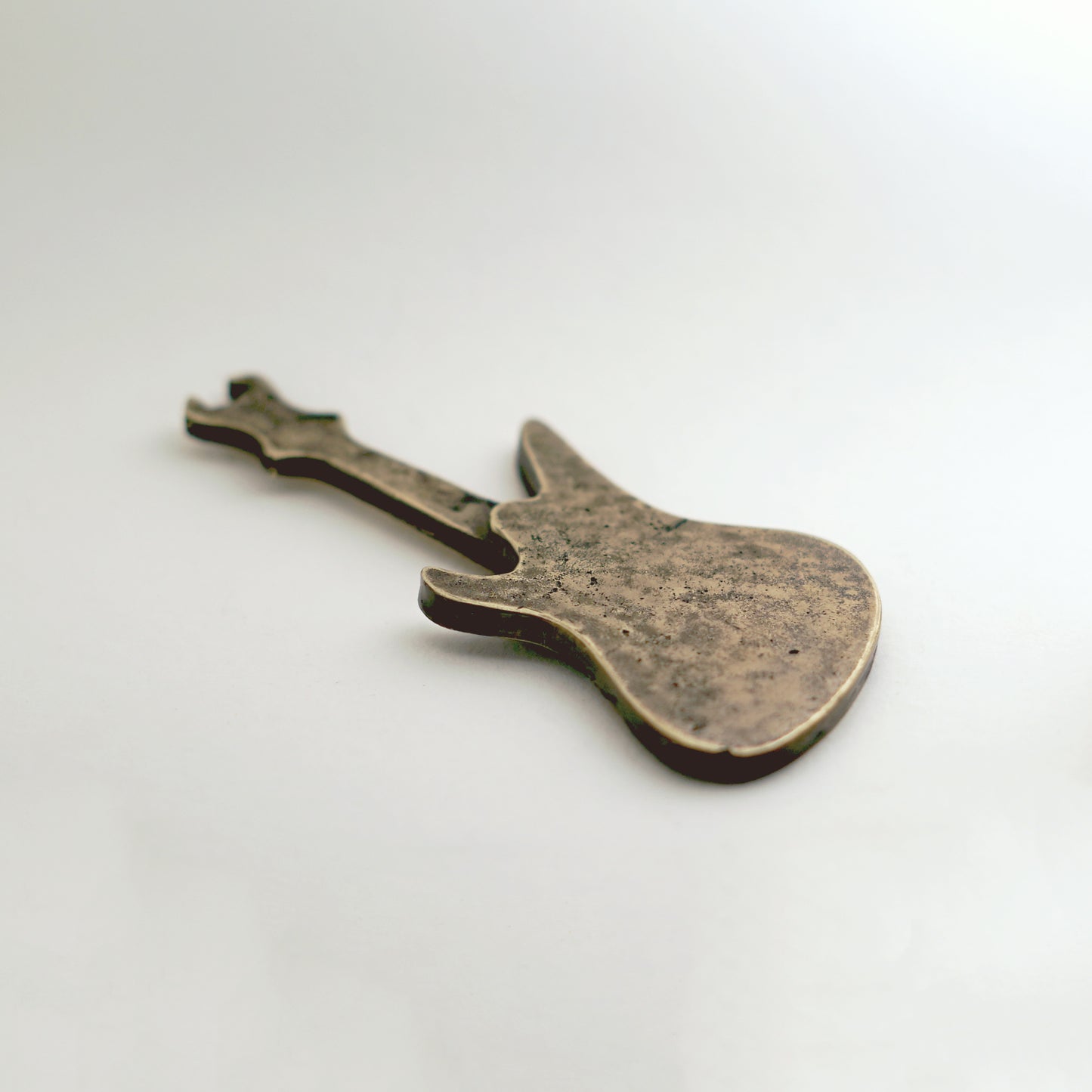 Electric Guitar Sculpture | Handmade Brass Sandcast Miniature Gift for Musicians