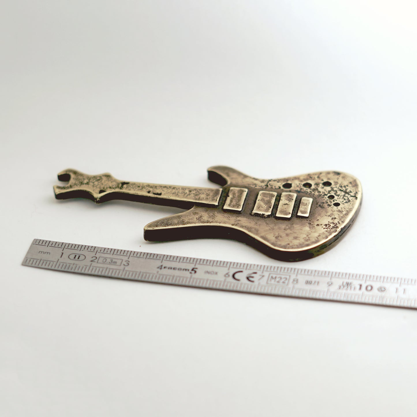Electric Guitar Sculpture | Handmade Brass Sandcast Miniature Gift for Musicians