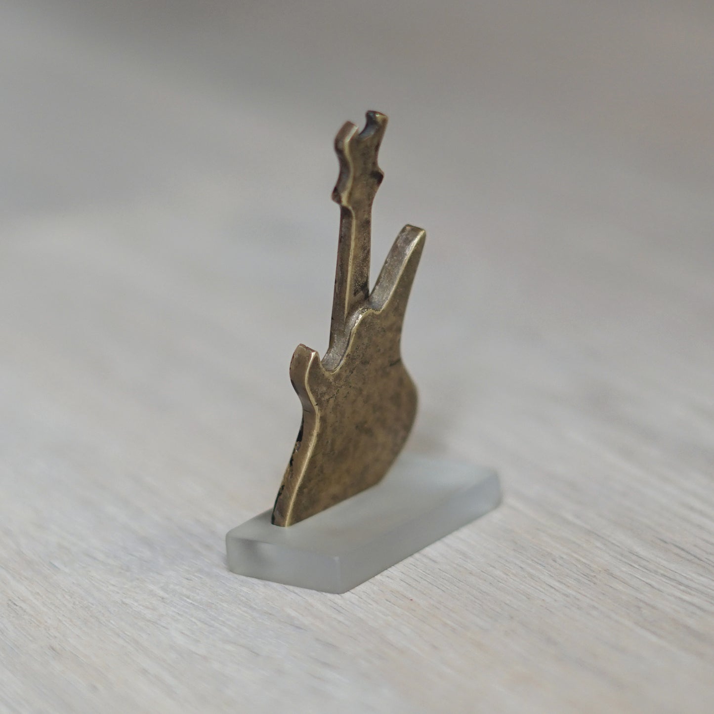Electric Guitar Sculpture | Handmade Brass Sandcast Miniature Gift for Musicians