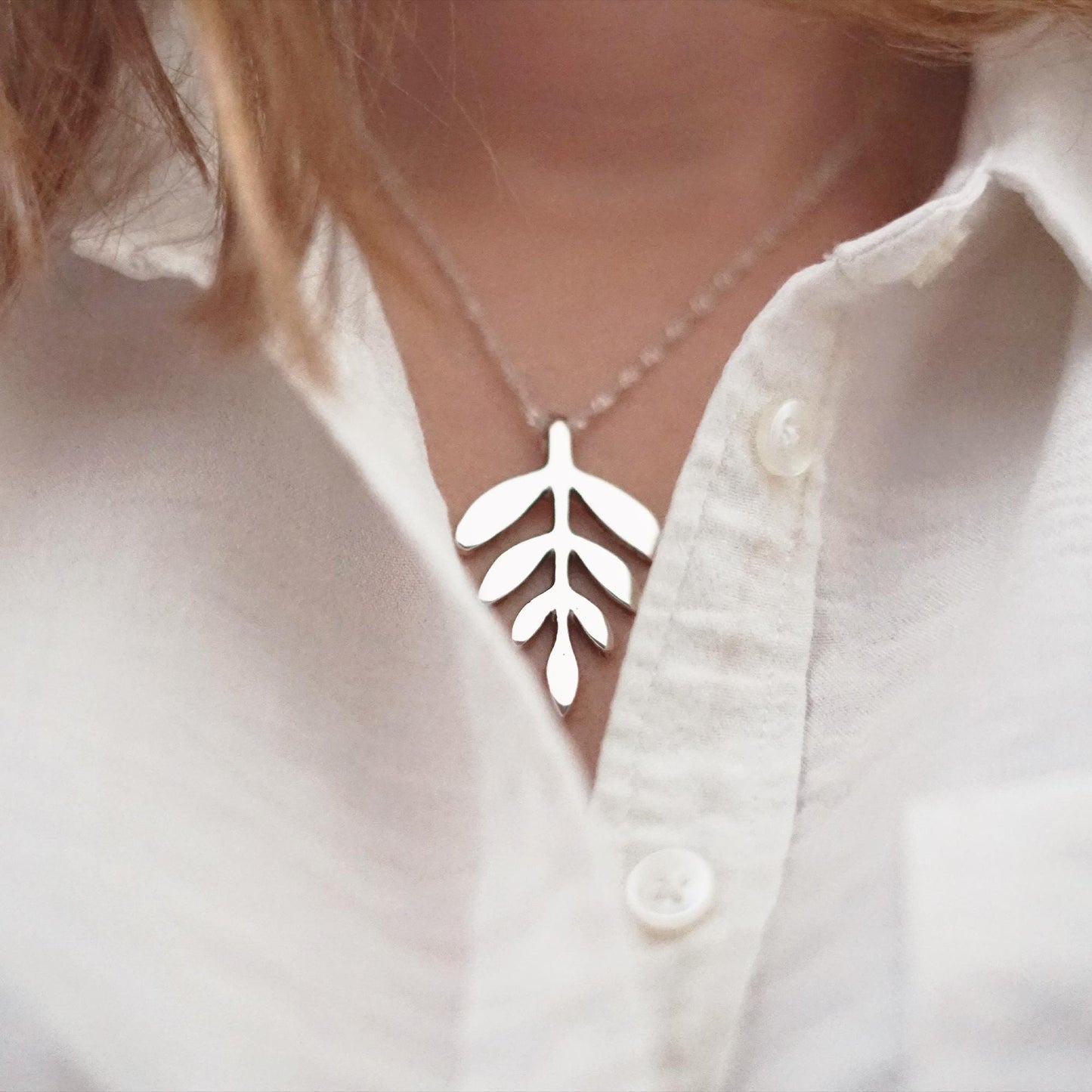 Sterling Silver Leaf Necklace | .925 Silver Nature Pendant | Handmade Statement Necklace