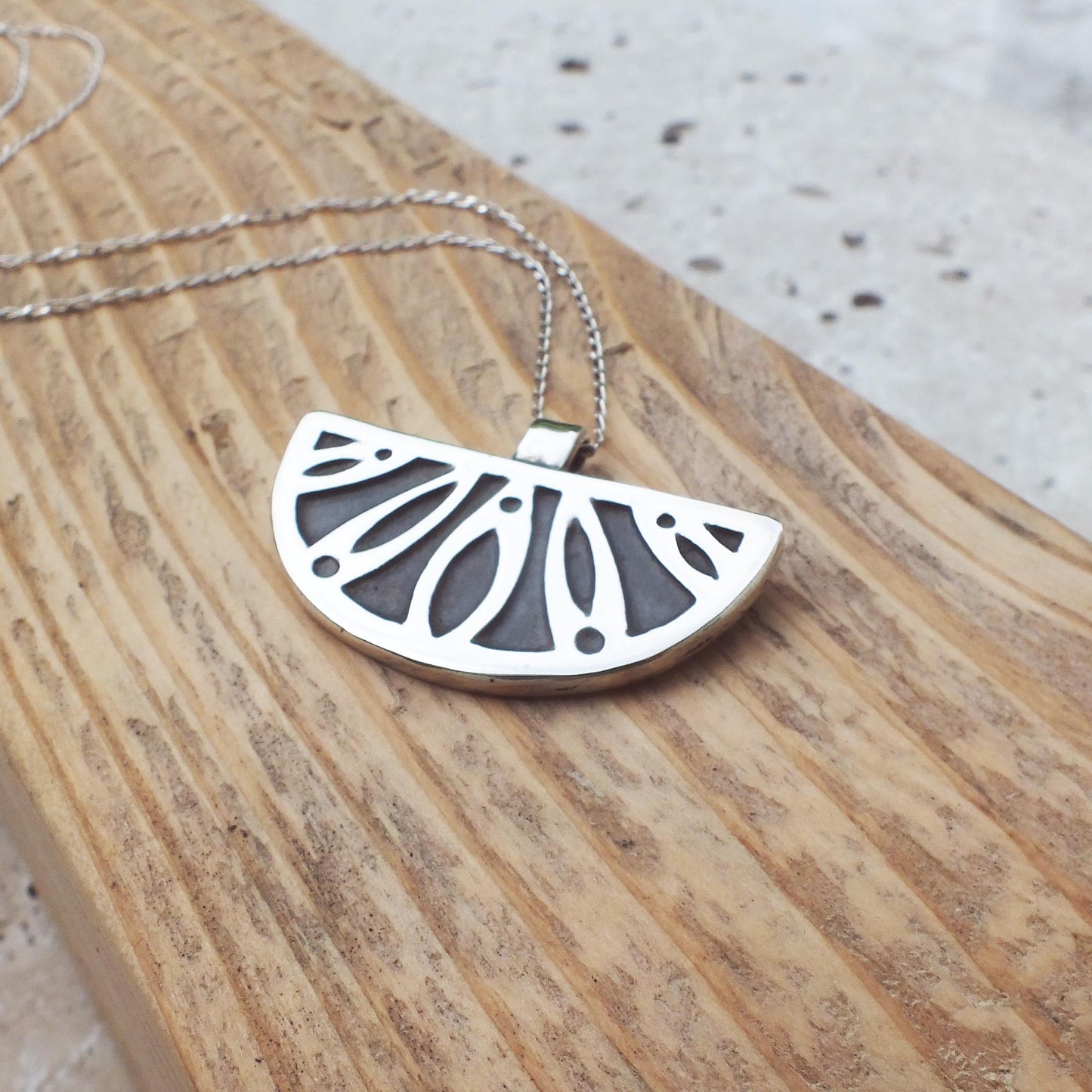 Boho Citrus Slice Pendant | .925 Sterling Silver Handmade Necklace