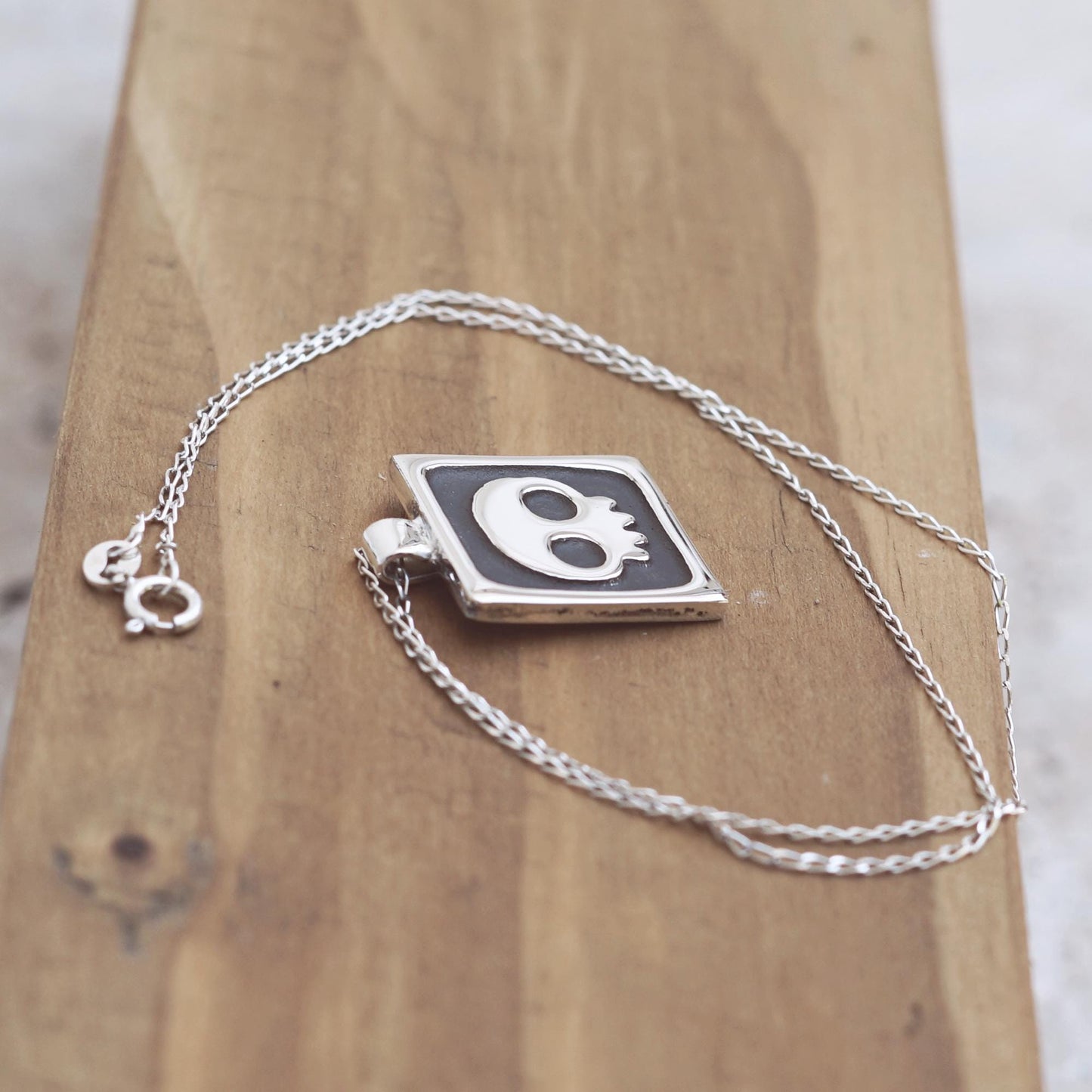 Silver Skull Necklace | Handmade Minimalist Pendant | .925 Sterling Silver