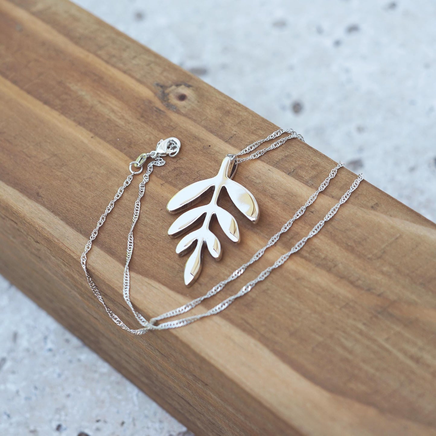 Sterling Silver Leaf Necklace | .925 Silver Nature Pendant | Handmade Statement Necklace