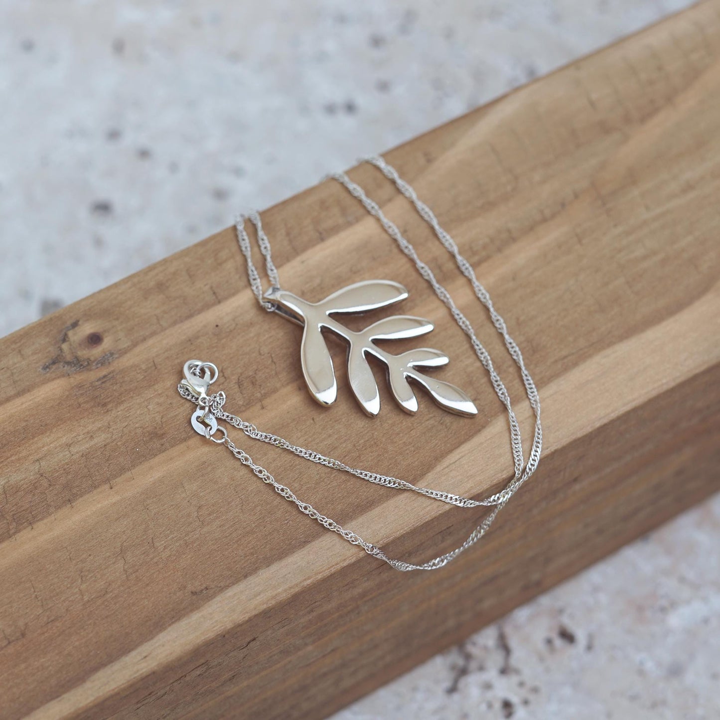 Sterling Silver Leaf Necklace | .925 Silver Nature Pendant | Handmade Statement Necklace
