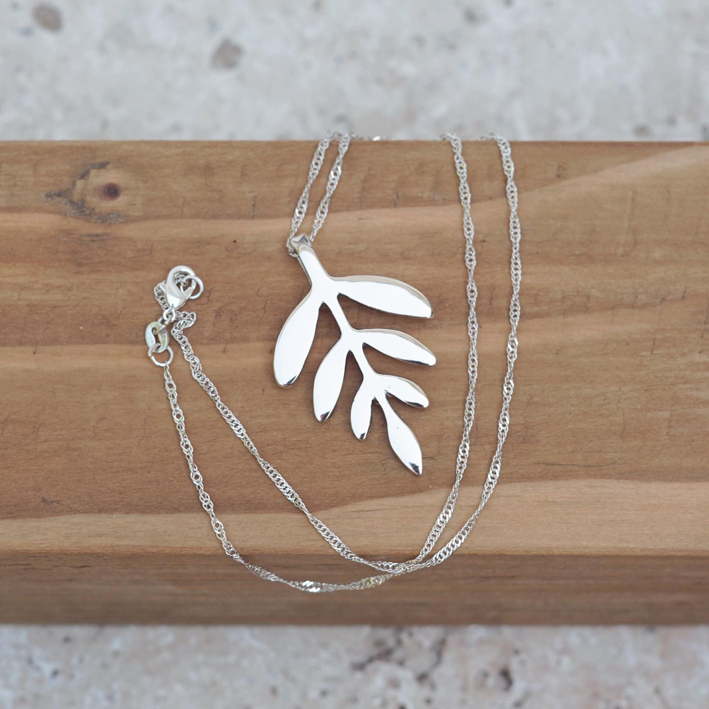 Sterling Silver Leaf Necklace | .925 Silver Nature Pendant | Handmade Statement Necklace