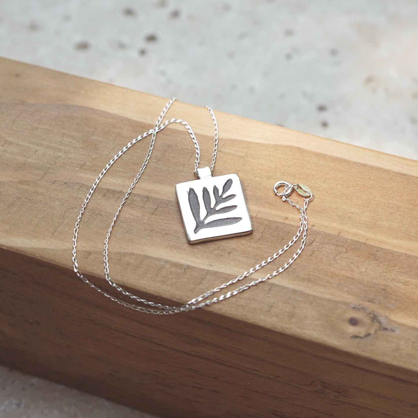 Dark Leaf Silver Pendant - Sterling Silver Handmade Necklace