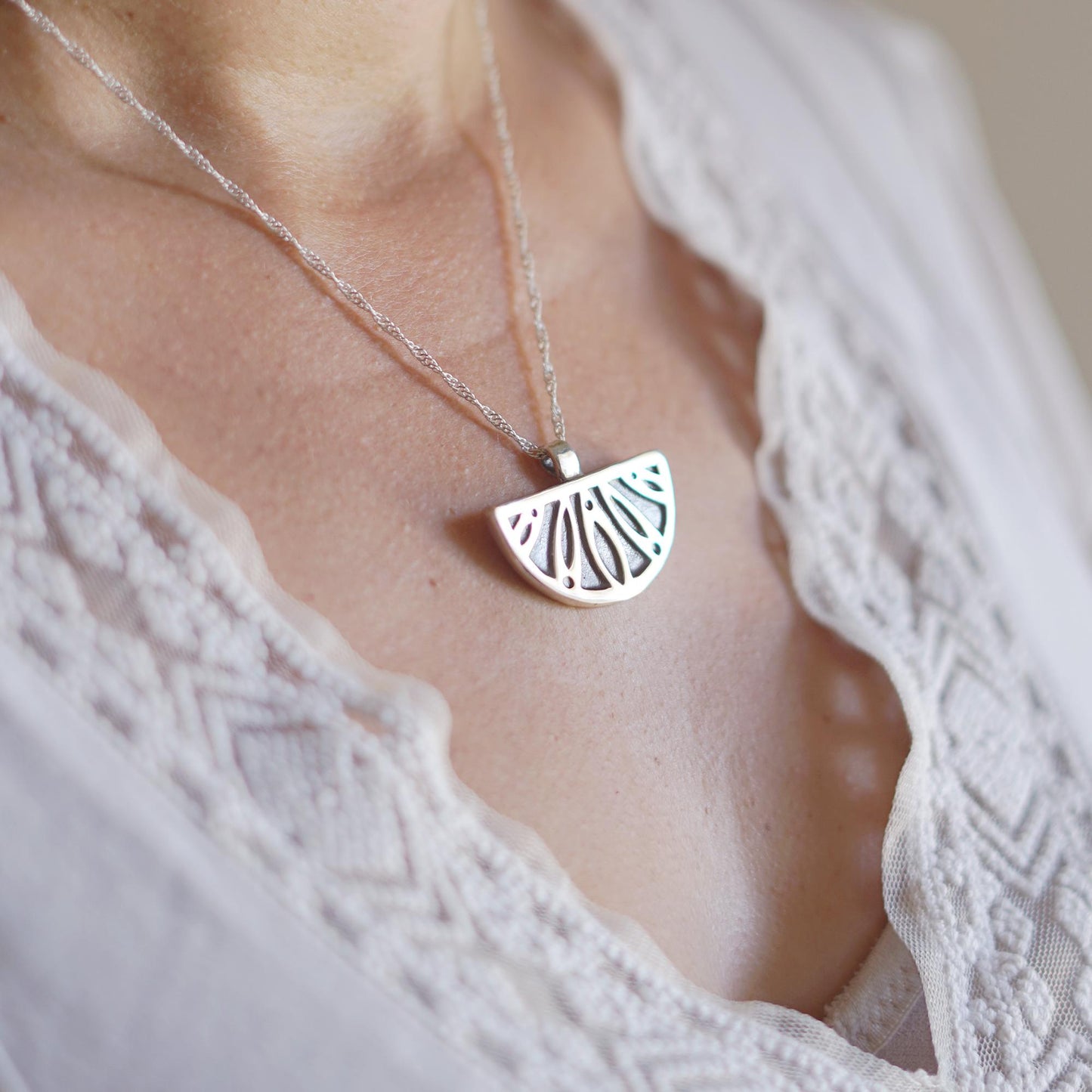 Boho Citrus Slice Pendant | .925 Sterling Silver Handmade Necklace